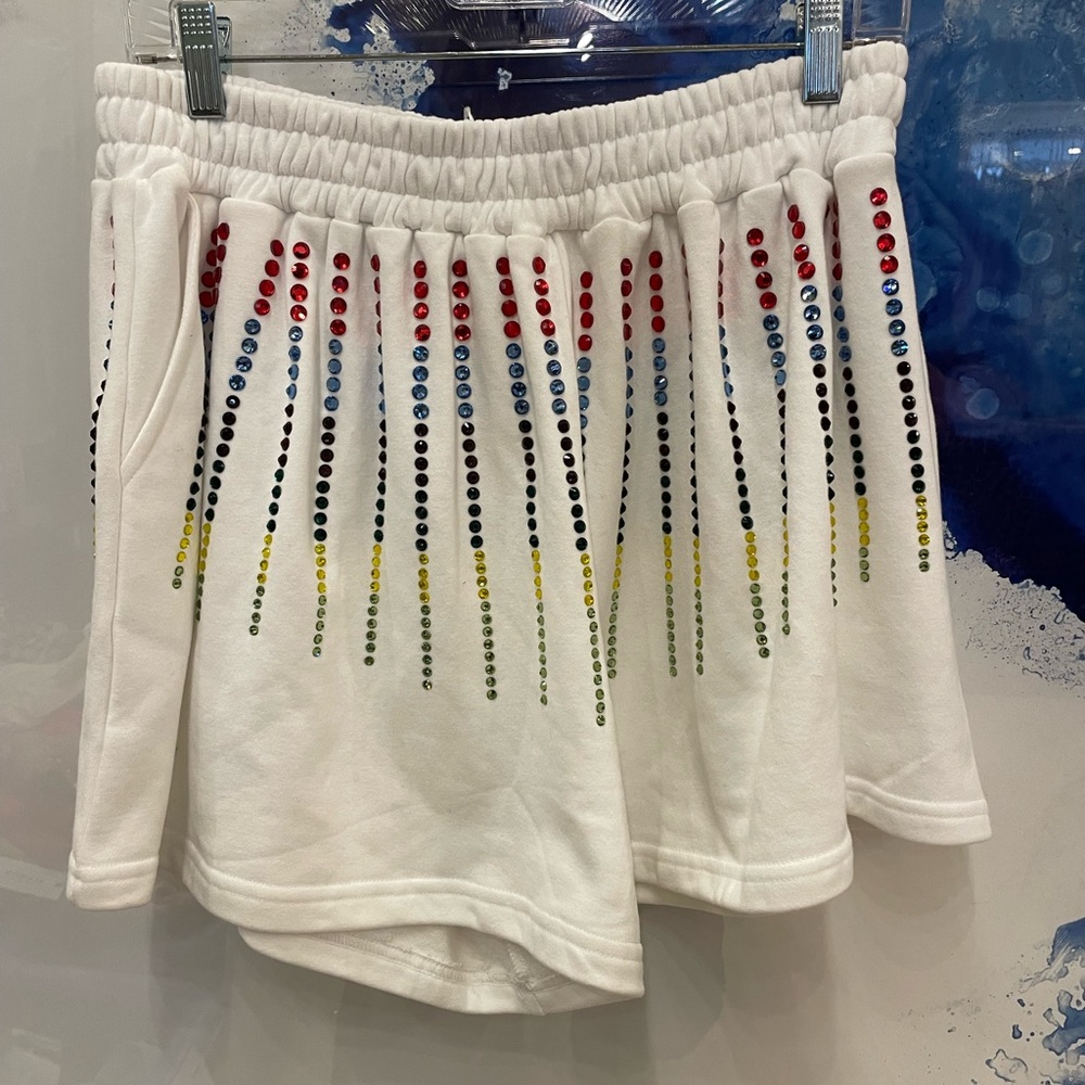 Queen of sparkles rainbow burst shorts